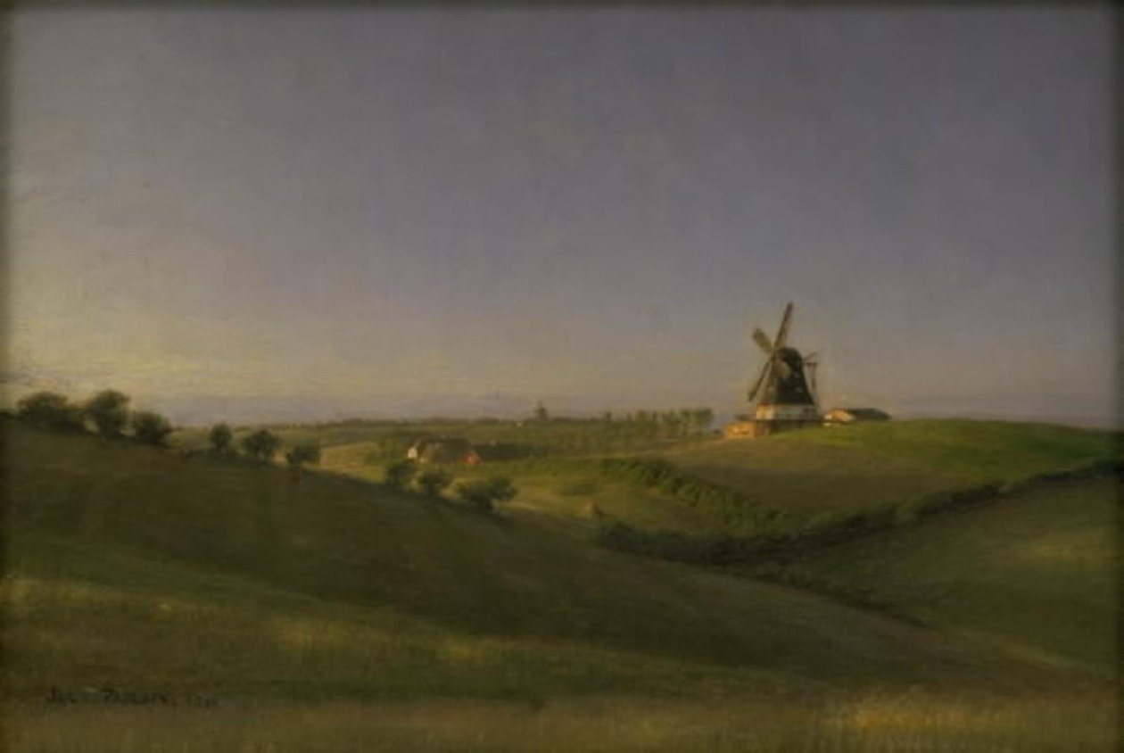 Krajobraz w Kolding, Jutlandia, o zachodzie słońca autorstwa Julius Paulsen