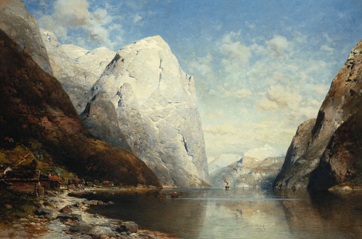Norweski fiord, 1891 autorstwa Julius Rose