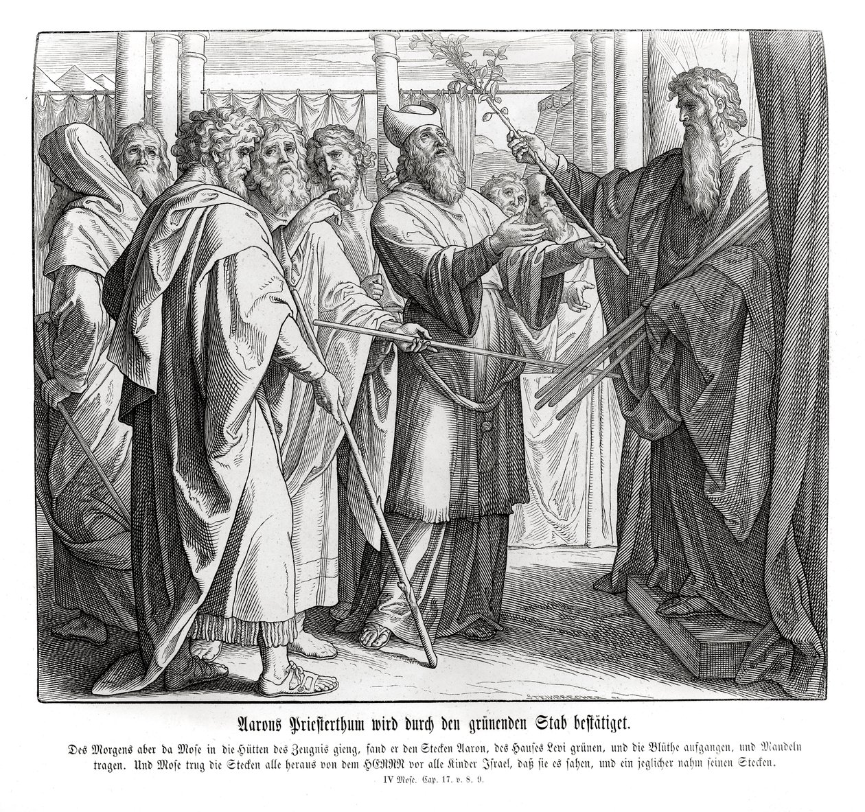 Potwierdzenie kapłaństwa Aarona, Liczby autorstwa Julius Schnorr von Carolsfeld