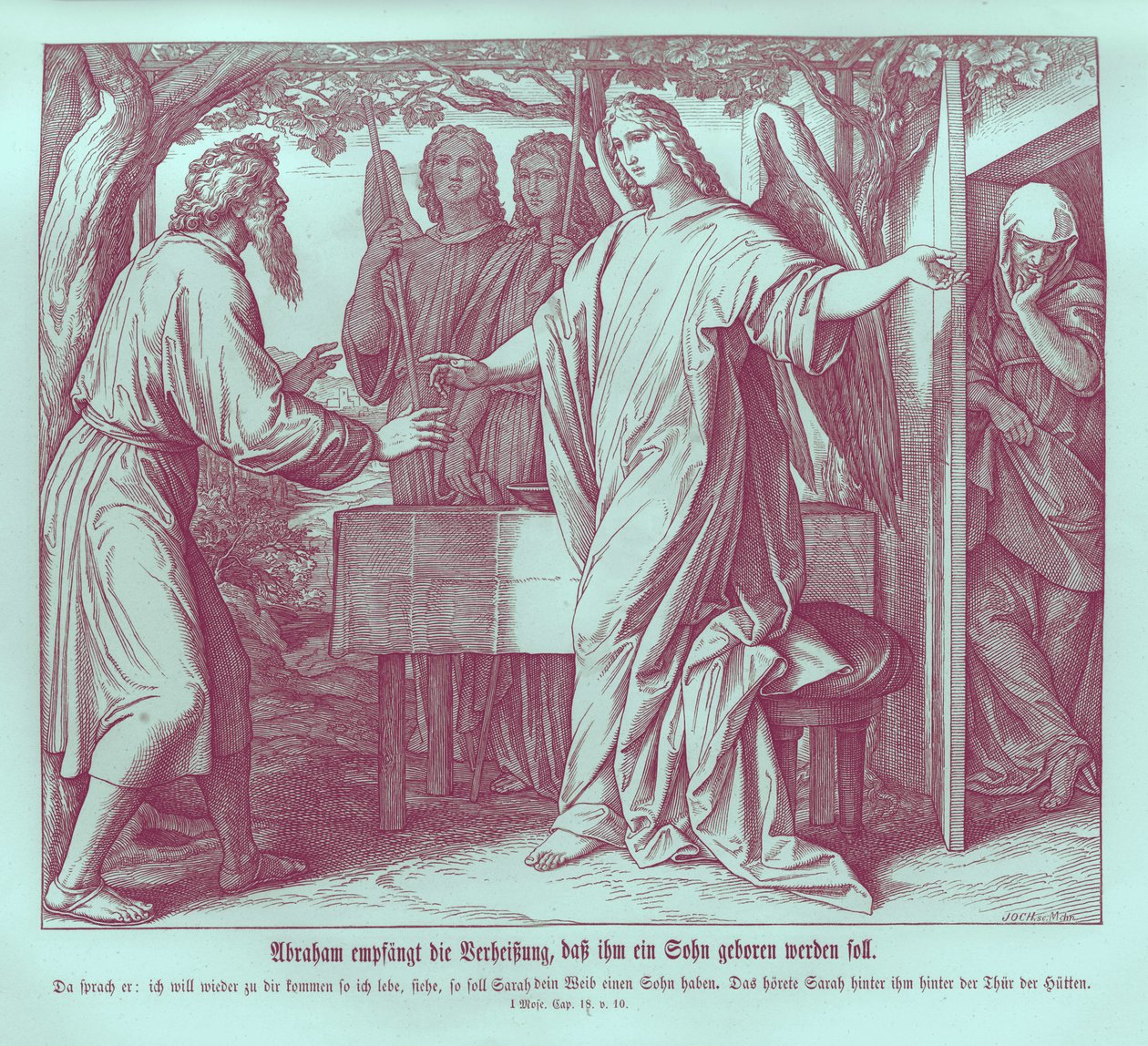 Abraham słyszy, że Sara urodzi syna, Genesis autorstwa Julius Schnorr von Carolsfeld