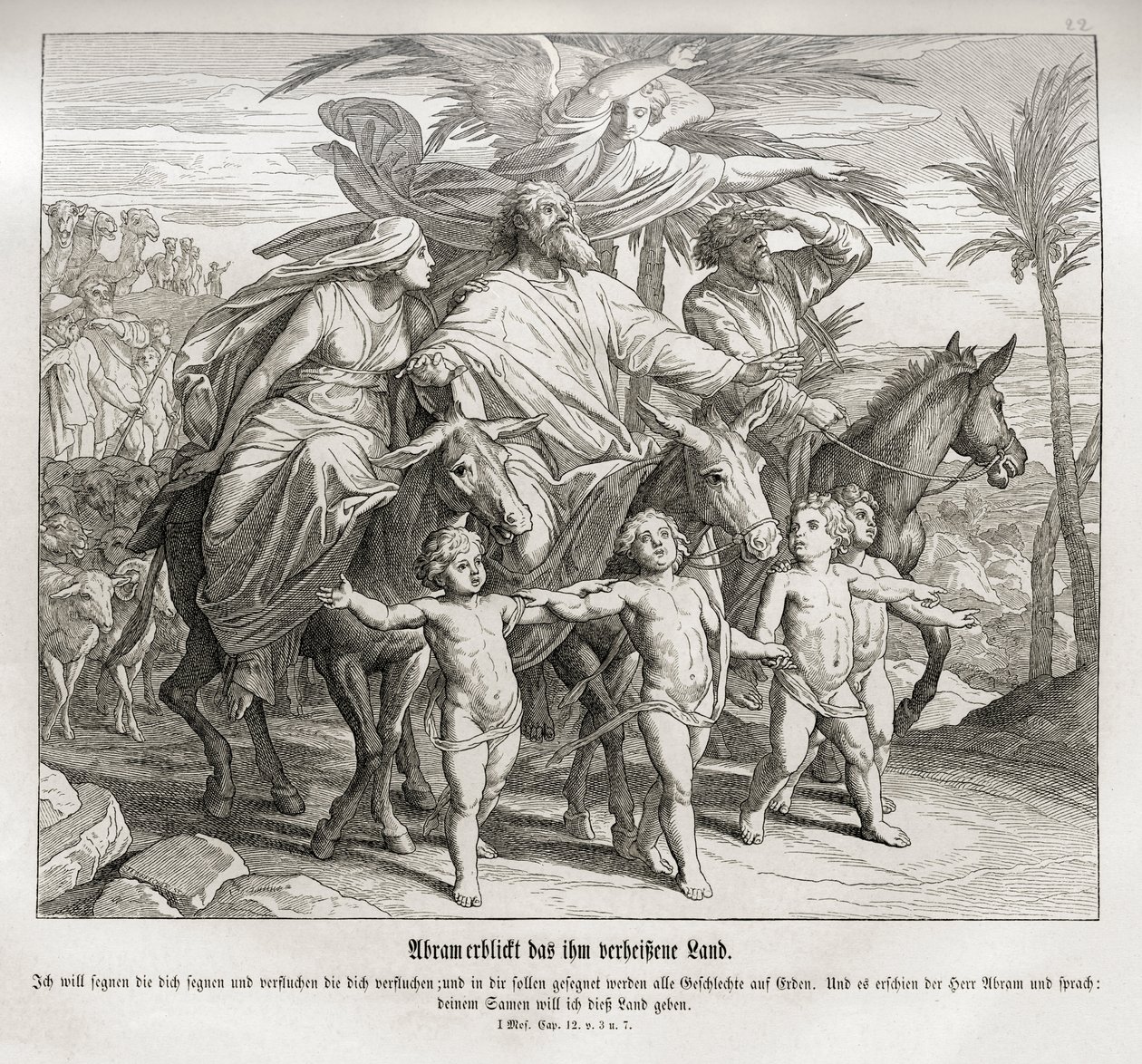 Abraham widzi obiecaną mu ziemię, Genesis autorstwa Julius Schnorr von Carolsfeld