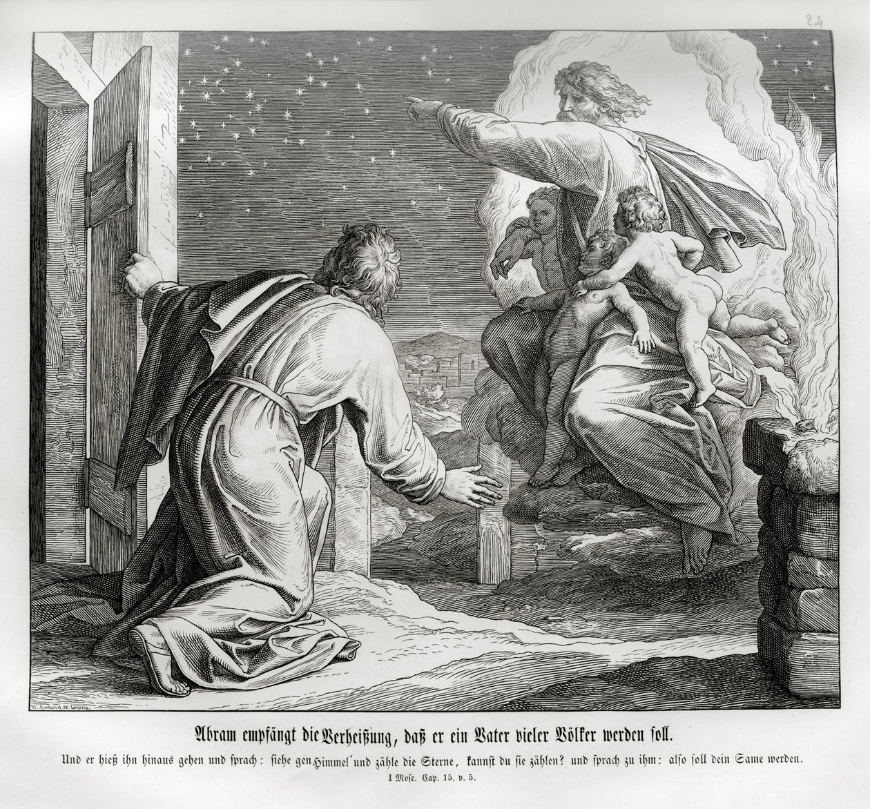 Abraham będzie ojcem wielu narodów, Genesis autorstwa Julius Schnorr von Carolsfeld