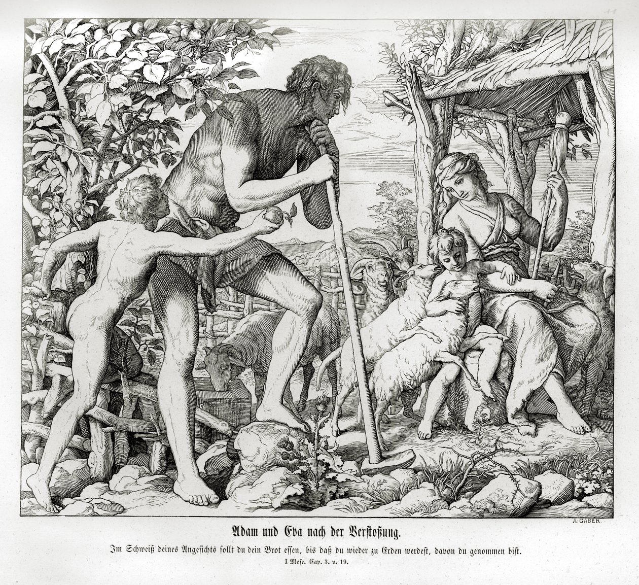 Adam i Ewa po wygnaniu z Edenu, Genesis autorstwa Julius Schnorr von Carolsfeld