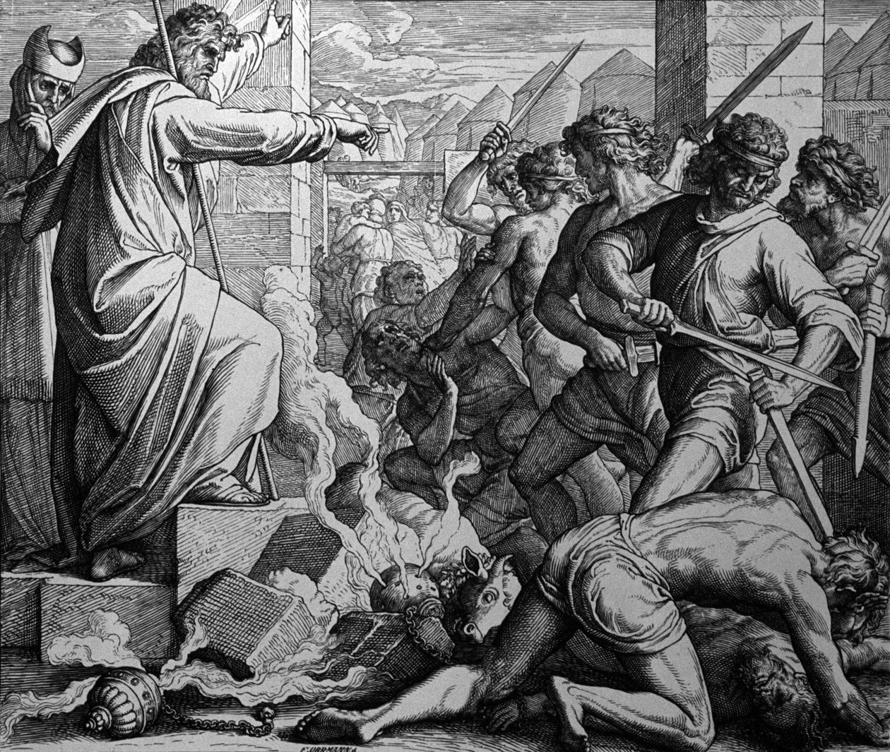 Adoracja Złotego Cielca autorstwa Julius Schnorr von Carolsfeld