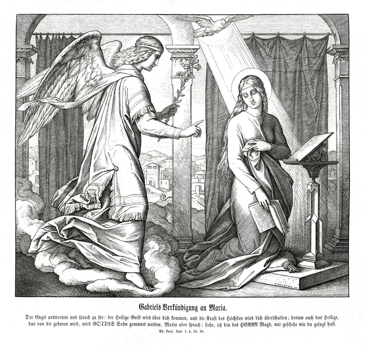 Zwiastowanie, Ewangelia Łukasza autorstwa Julius Schnorr von Carolsfeld