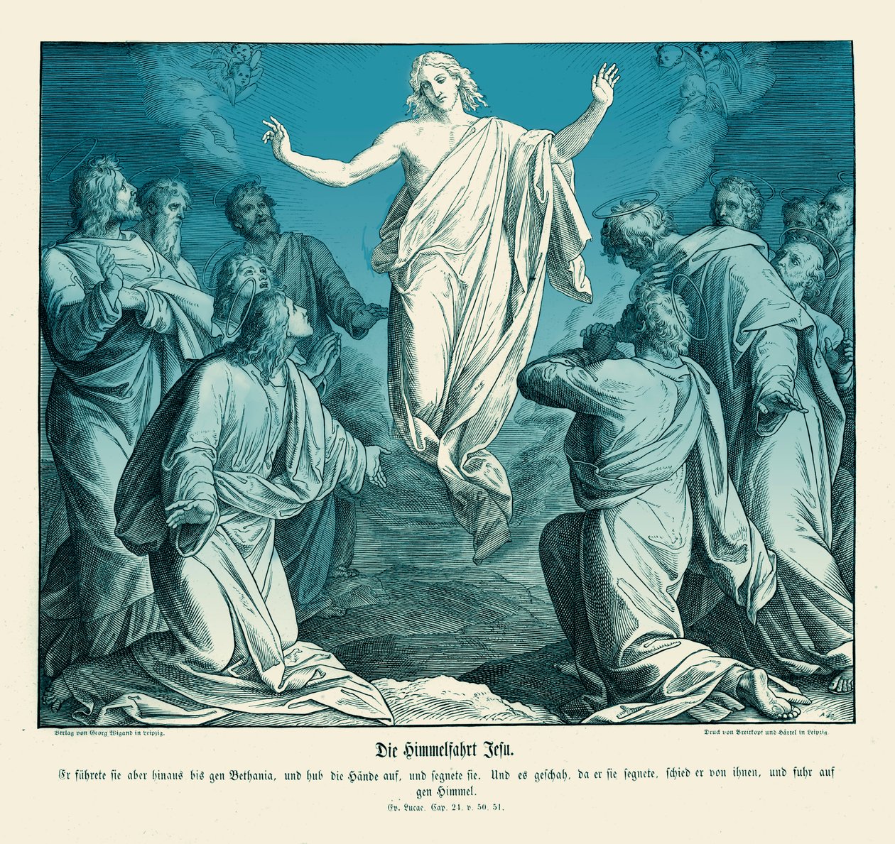 Wniebowstąpienie Chrystusa, Ewangelia Łukasza autorstwa Julius Schnorr von Carolsfeld