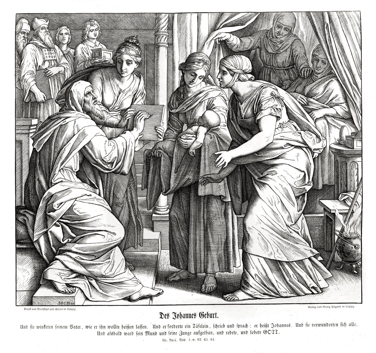 Narodziny Jana, Ewangelia Łukasza autorstwa Julius Schnorr von Carolsfeld