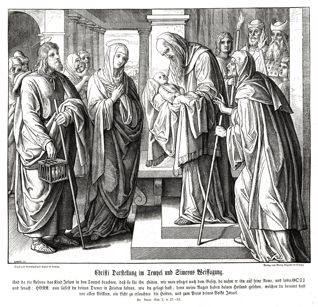 Chrystus przedstawiony w świątyni, Ewangelia Łukasza autorstwa Julius Schnorr von Carolsfeld