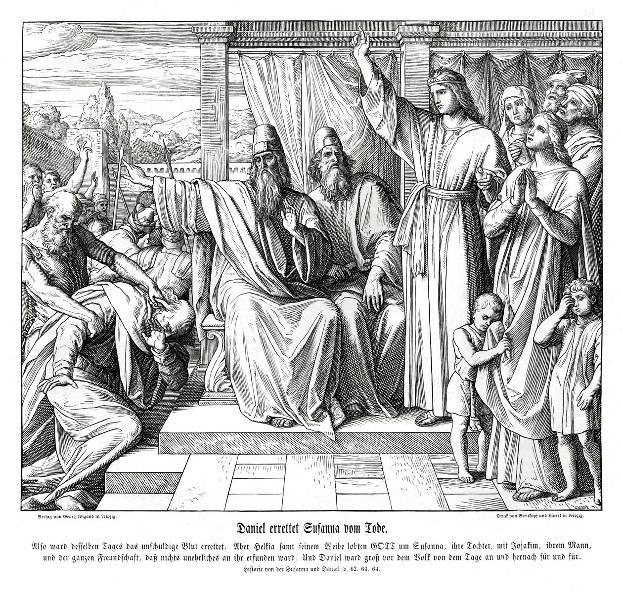 Daniel oszczędza życie Susanny, Susanny i Daniela autorstwa Julius Schnorr von Carolsfeld