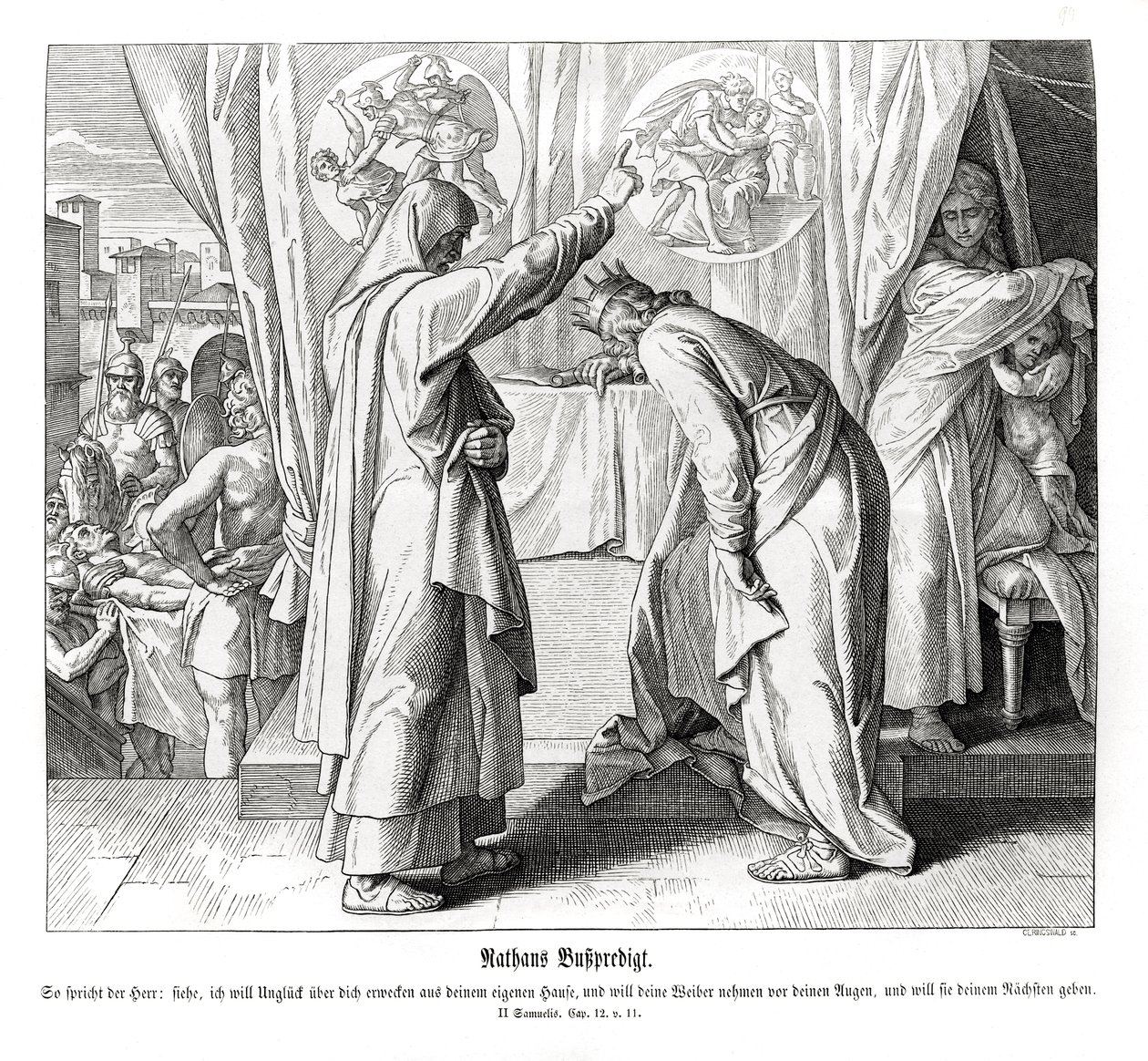 Dawid potępia Dawida, 2 Samuela autorstwa Julius Schnorr von Carolsfeld