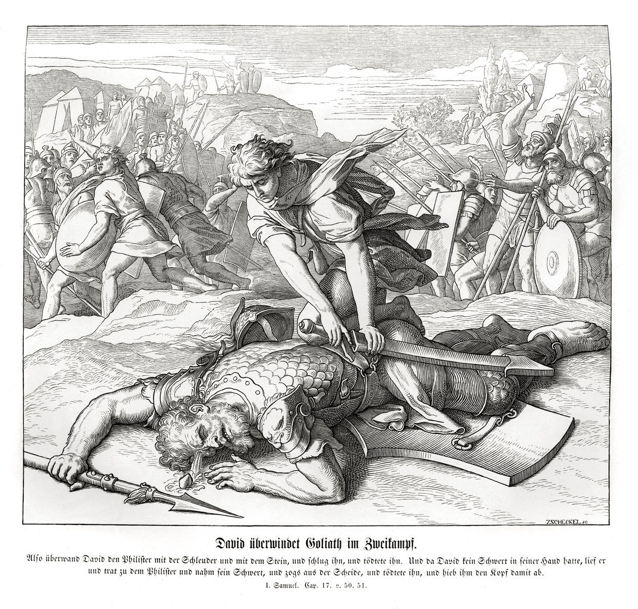 Dawid pokonuje Goliata autorstwa Julius Schnorr von Carolsfeld