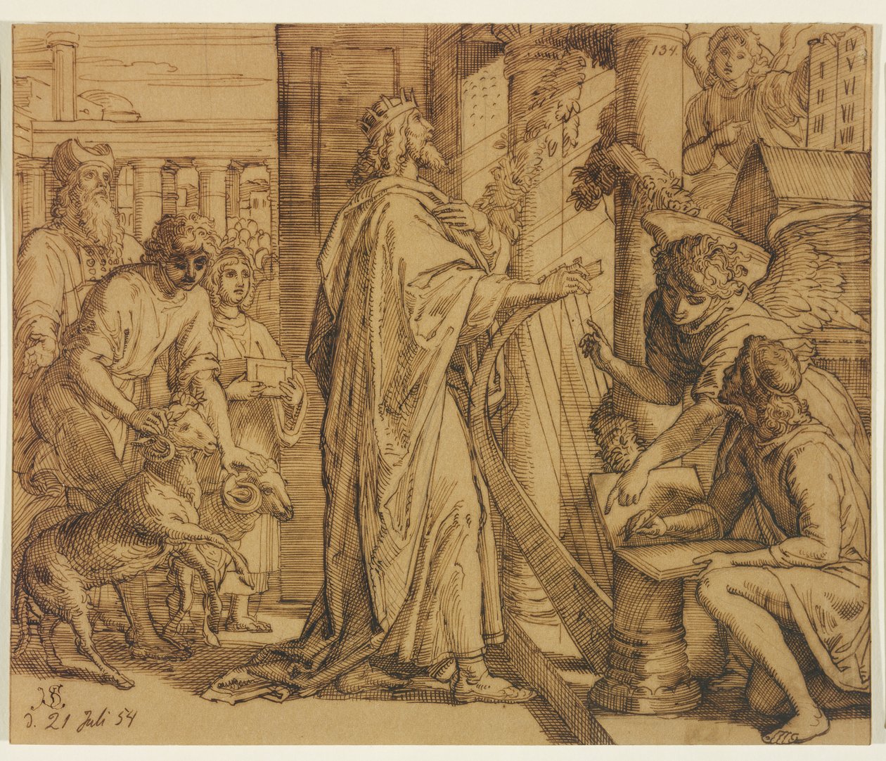 Dawid psalmista - Adoracja autorstwa Julius Schnorr von Carolsfeld