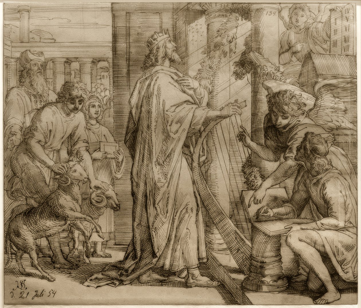 Dawid Psalmista - Uwielbienie autorstwa Julius Schnorr von Carolsfeld