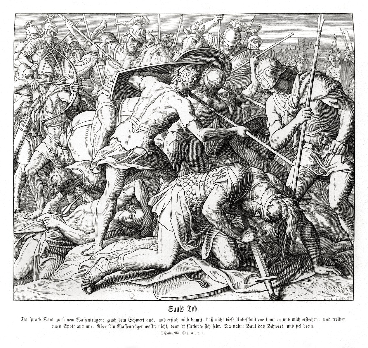 Śmierć Saula autorstwa Julius Schnorr von Carolsfeld