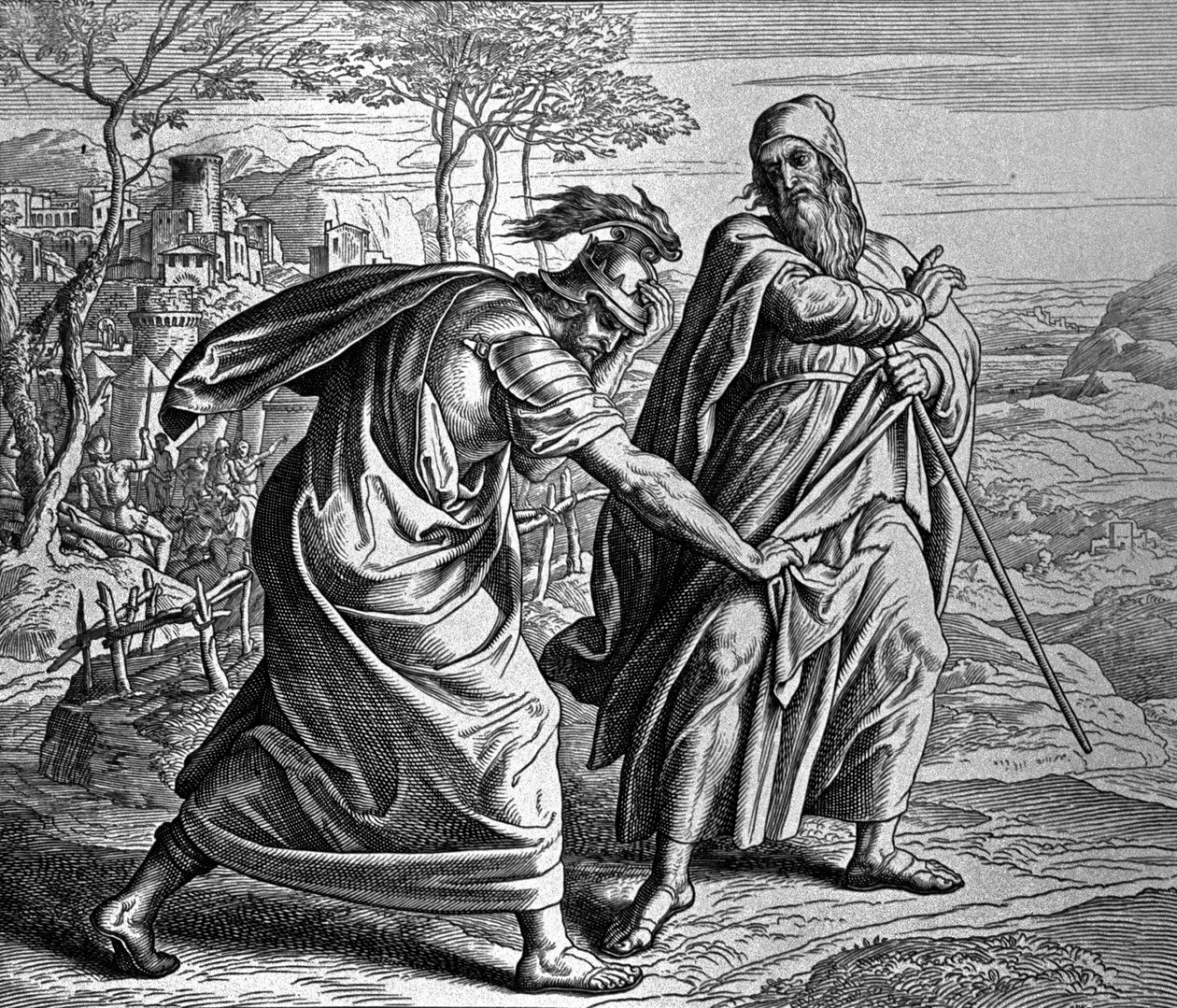 Nieporozumienie między Saulem i Samuelem autorstwa Julius Schnorr von Carolsfeld
