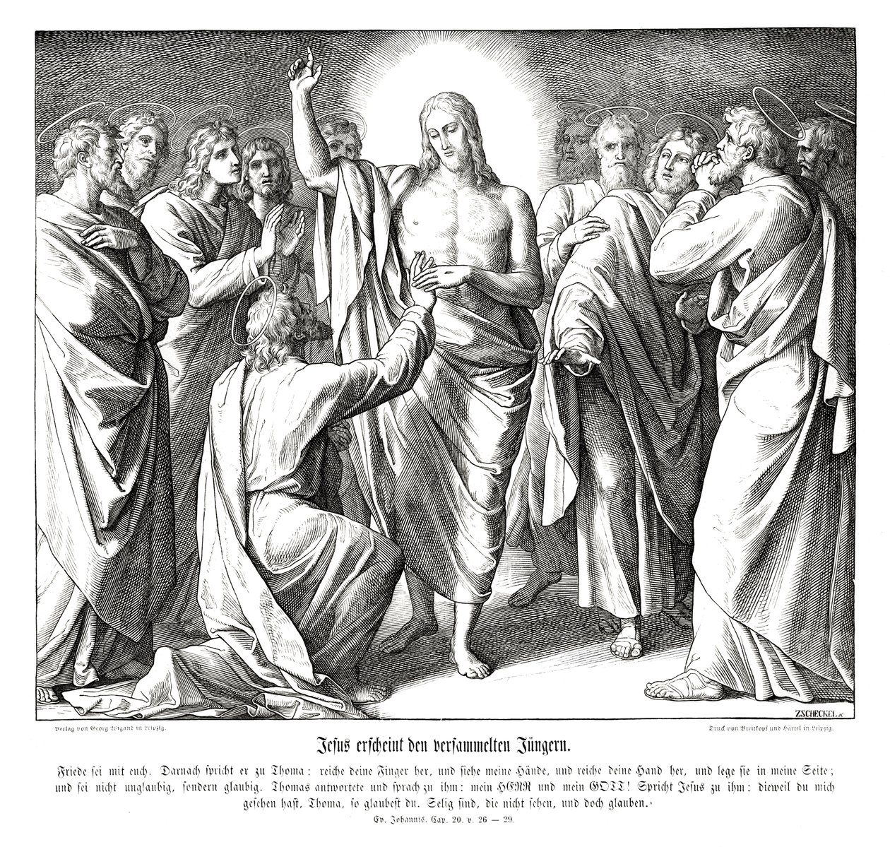 Niewierny Tomasz, Ewangelia Jana autorstwa Julius Schnorr von Carolsfeld
