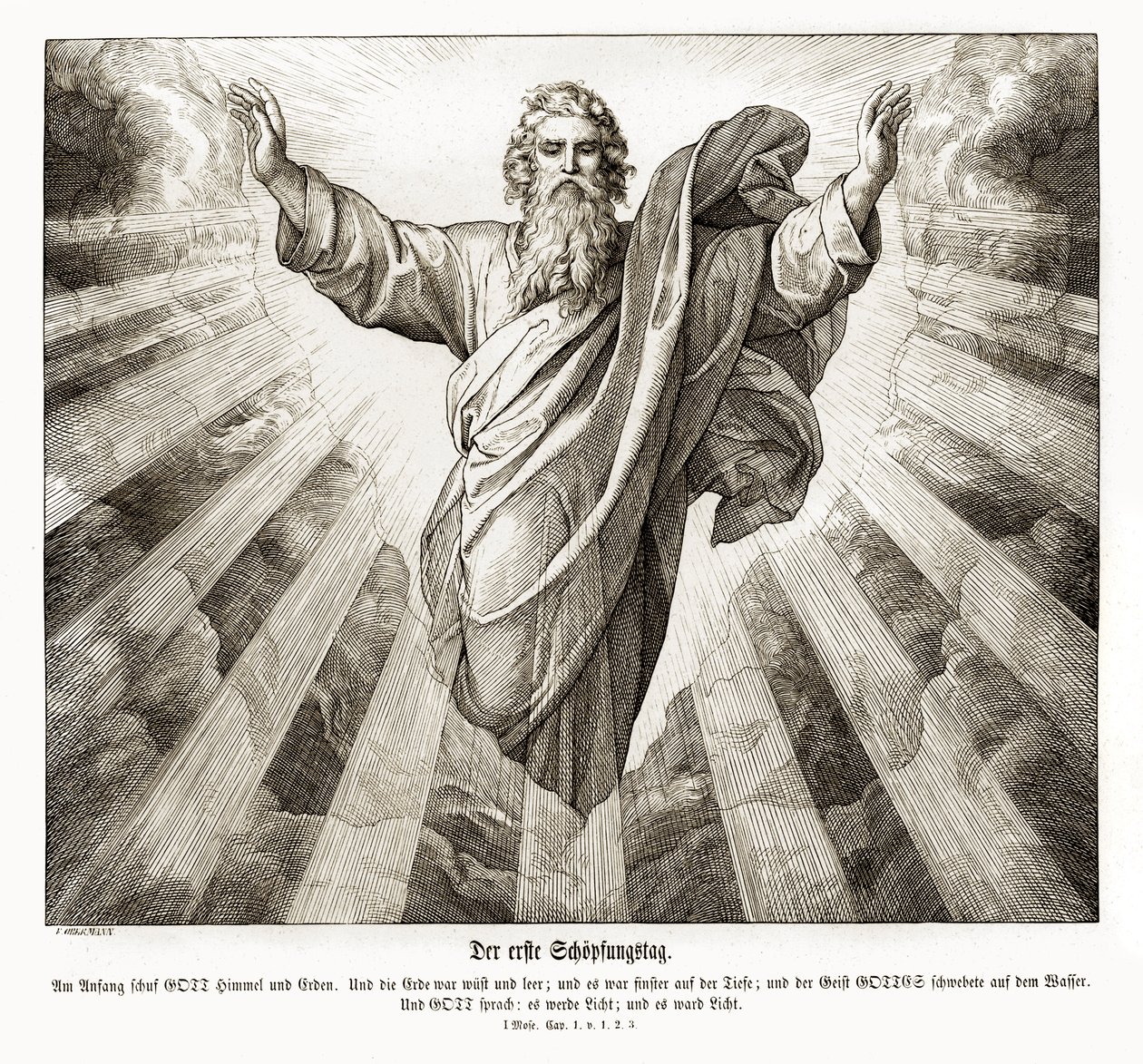 Pierwszy dzień stworzenia, Genesis autorstwa Julius Schnorr von Carolsfeld