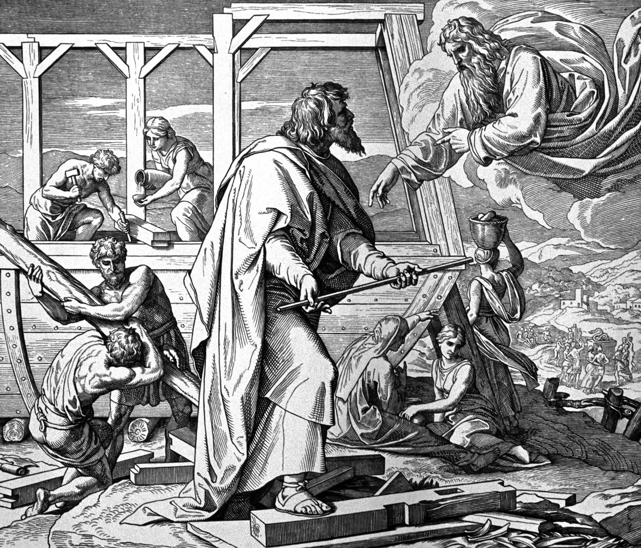 Bóg ostrzega Noego przed potopem autorstwa Julius Schnorr von Carolsfeld