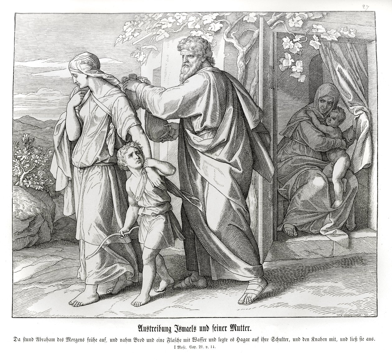 Hagar i Ismael zostają odesłani, Genesis autorstwa Julius Schnorr von Carolsfeld