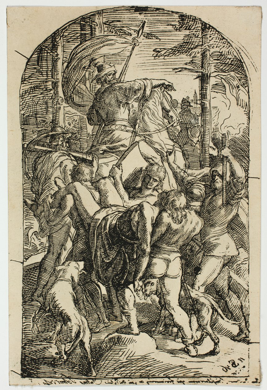 Hagen zostawia ciało Zygfryda do przeniesienia do domu z lasu autorstwa Julius Schnorr von Carolsfeld