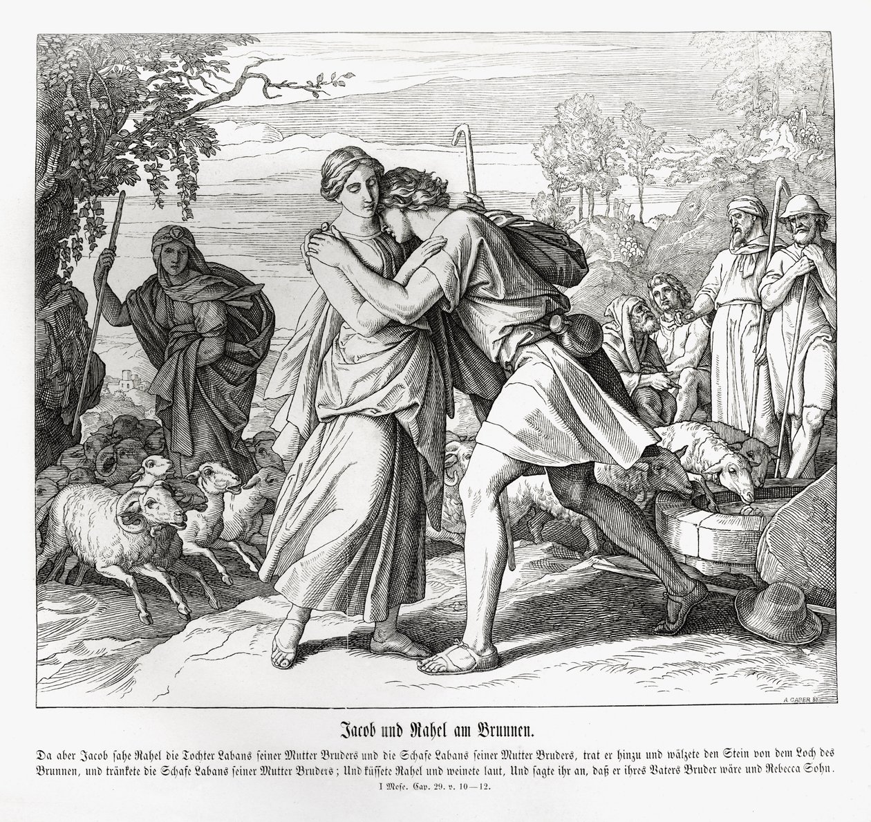 Jakub i Rachela przy studni, Genesis autorstwa Julius Schnorr von Carolsfeld