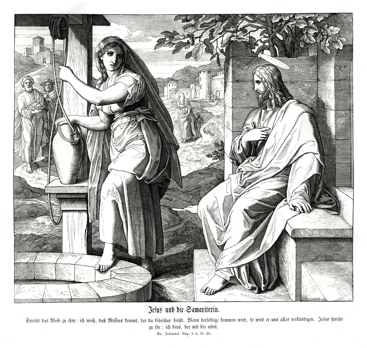 Jezus i Samarytanka, Ewangelia Jana autorstwa Julius Schnorr von Carolsfeld