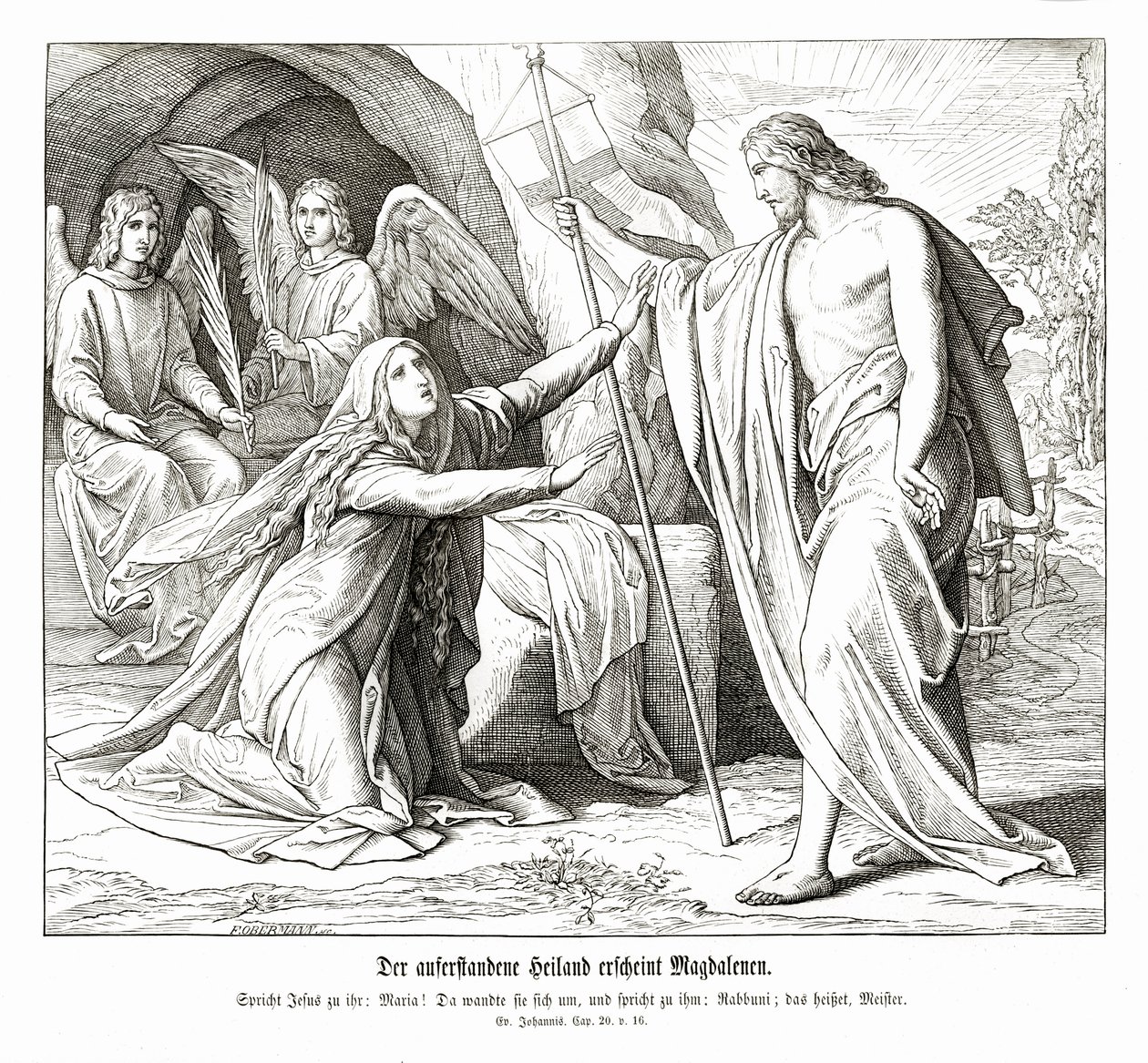 Jezus ukazuje się Marii Magdalenie, Ewangelia Jana autorstwa Julius Schnorr von Carolsfeld