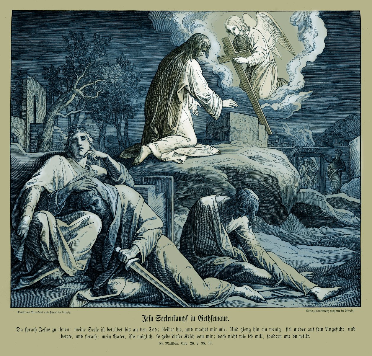 Jezus w Ogrodzie Getsemani, Ewangelia Mateusza autorstwa Julius Schnorr von Carolsfeld
