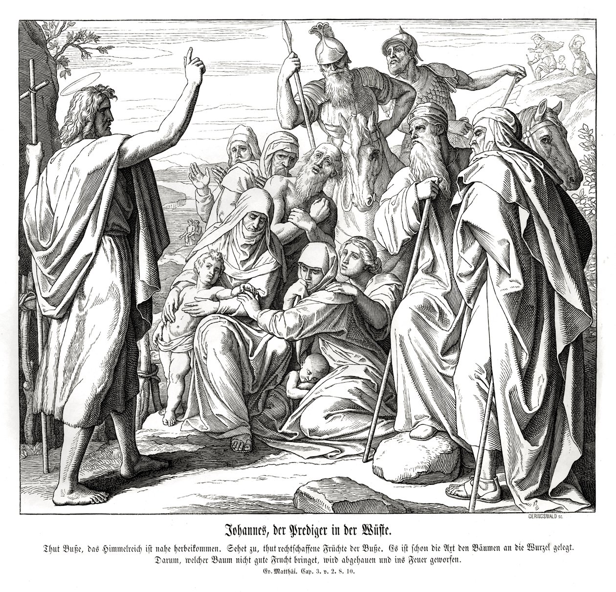 Jan Chrzciciel, Ewangelia Mateusza autorstwa Julius Schnorr von Carolsfeld