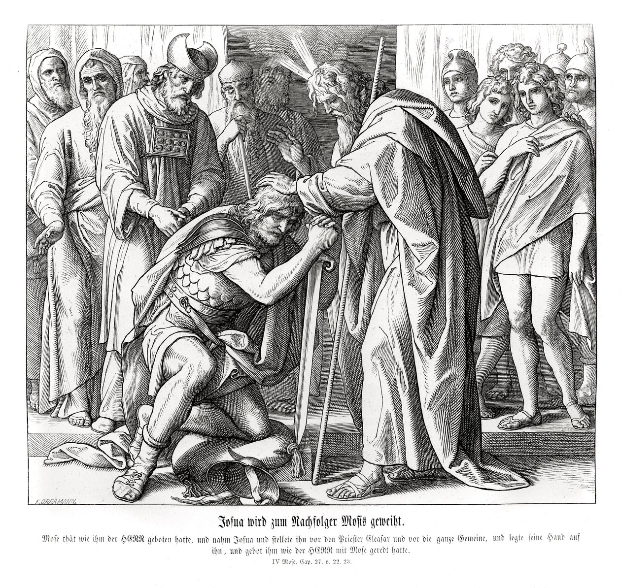 Jozue zostaje wyznaczony na następcę Mojżesza, Numbers autorstwa Julius Schnorr von Carolsfeld