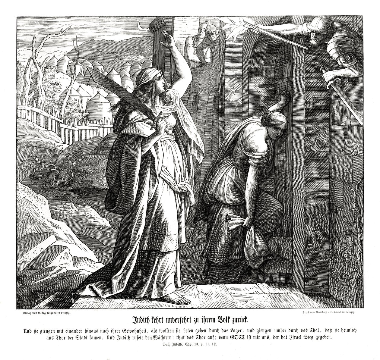 Judyta wraca do swojego ludu, księga Judyty autorstwa Julius Schnorr von Carolsfeld
