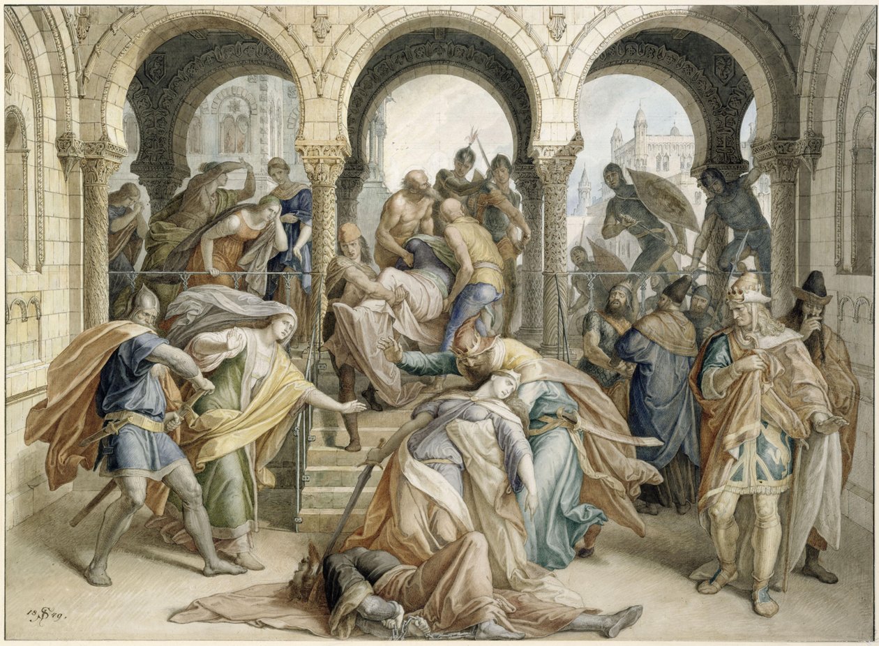 Śmierć Krymhildy autorstwa Julius Schnorr von Carolsfeld