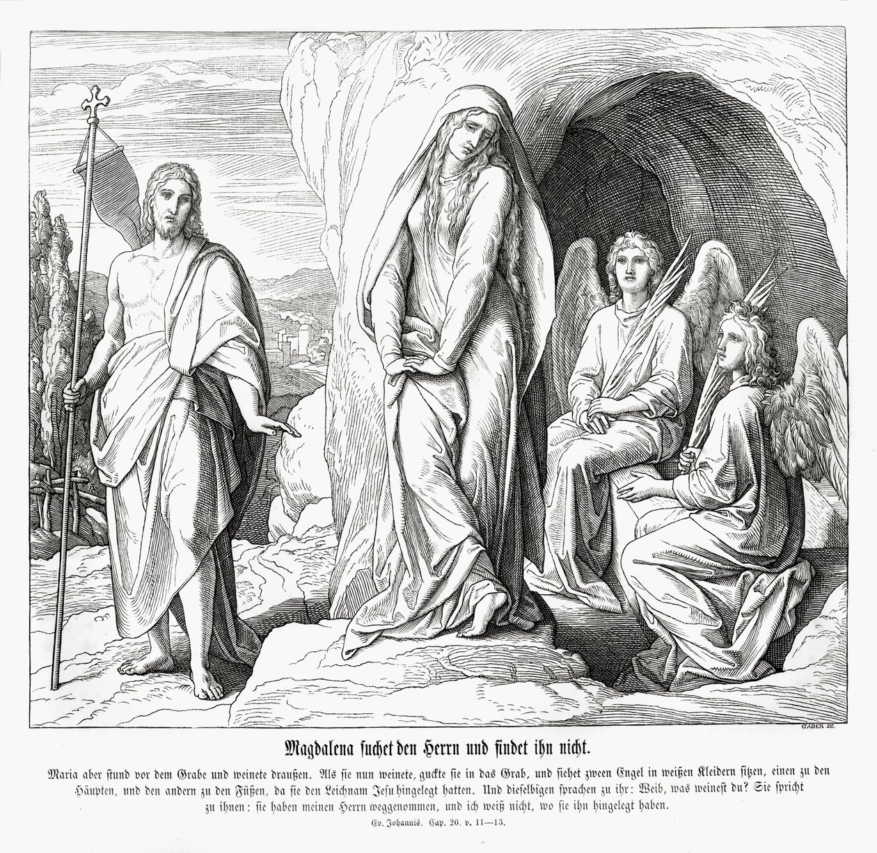 Maria Magdalena przy grobie Jezusa, Ewangelia Jana autorstwa Julius Schnorr von Carolsfeld