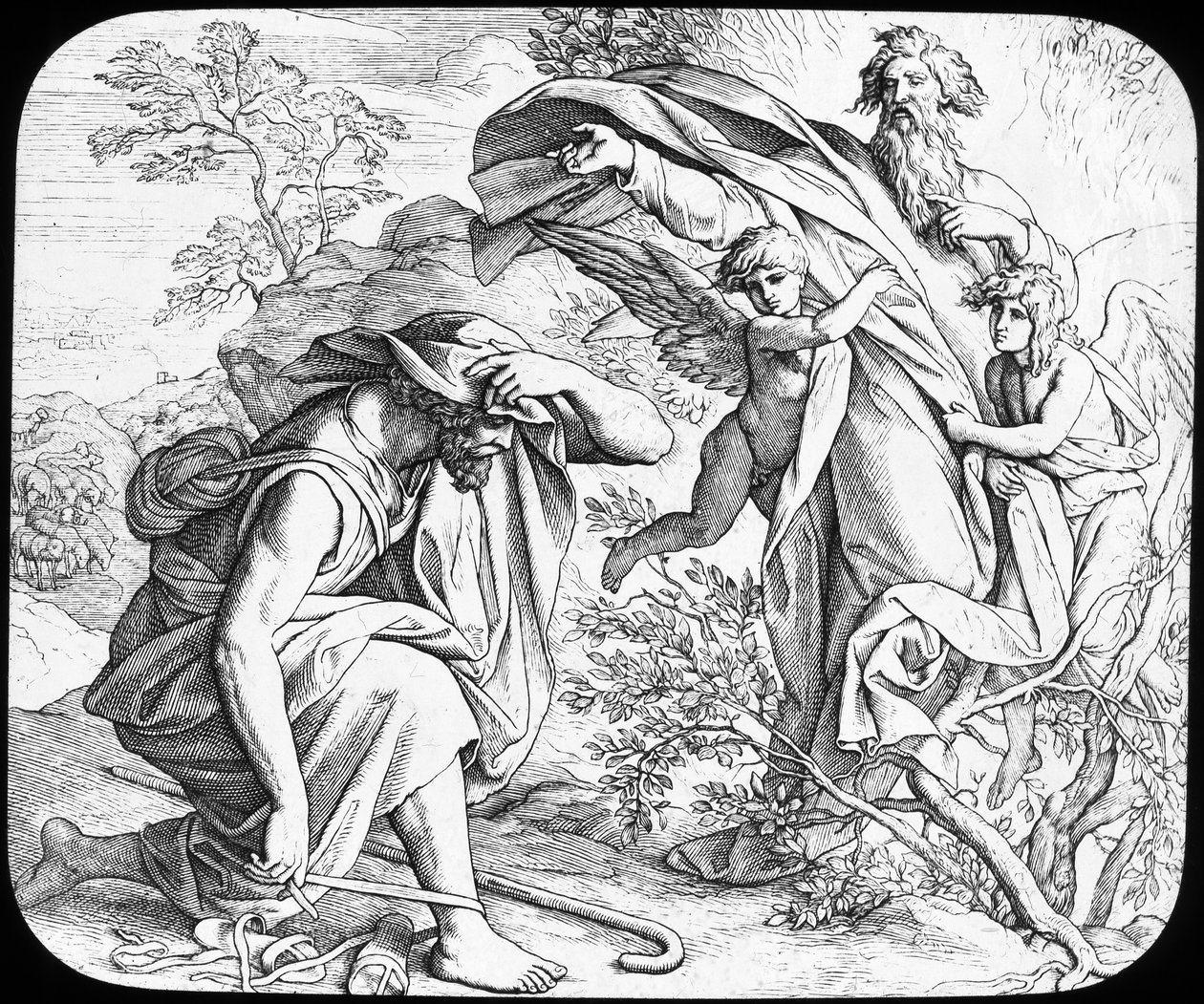Mojżesz i gorejący krzew, XIX w. autorstwa Julius Schnorr von Carolsfeld