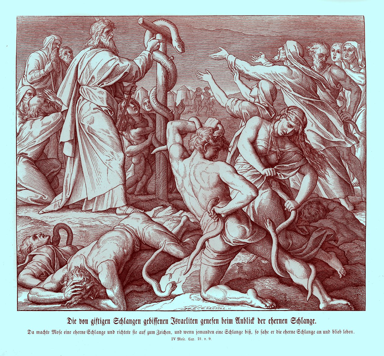 Mojżesz i wąż miedziany, Liczb autorstwa Julius Schnorr von Carolsfeld
