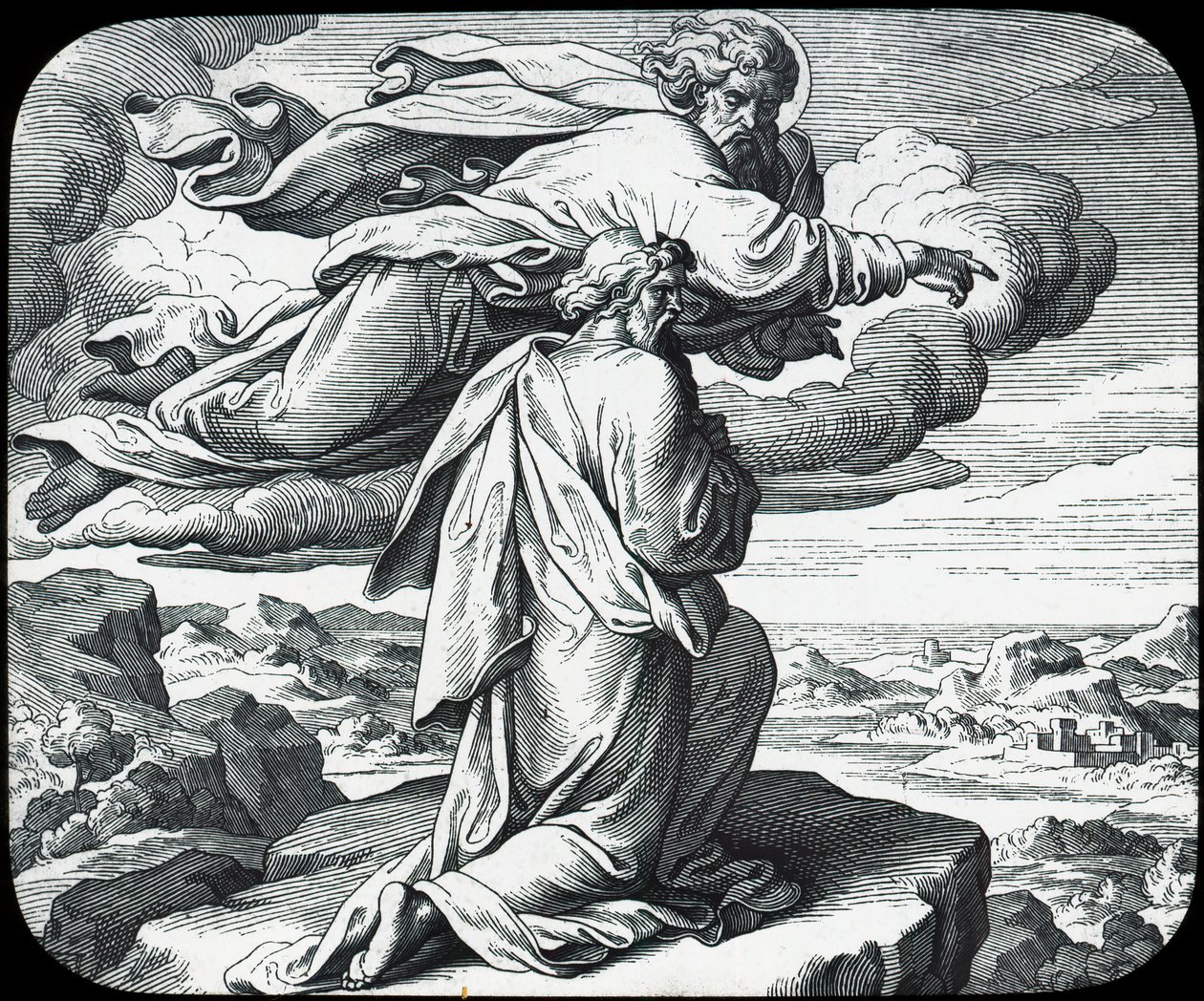 Mojżesz ogląda ziemię Izraela, XIX wiek autorstwa Julius Schnorr von Carolsfeld