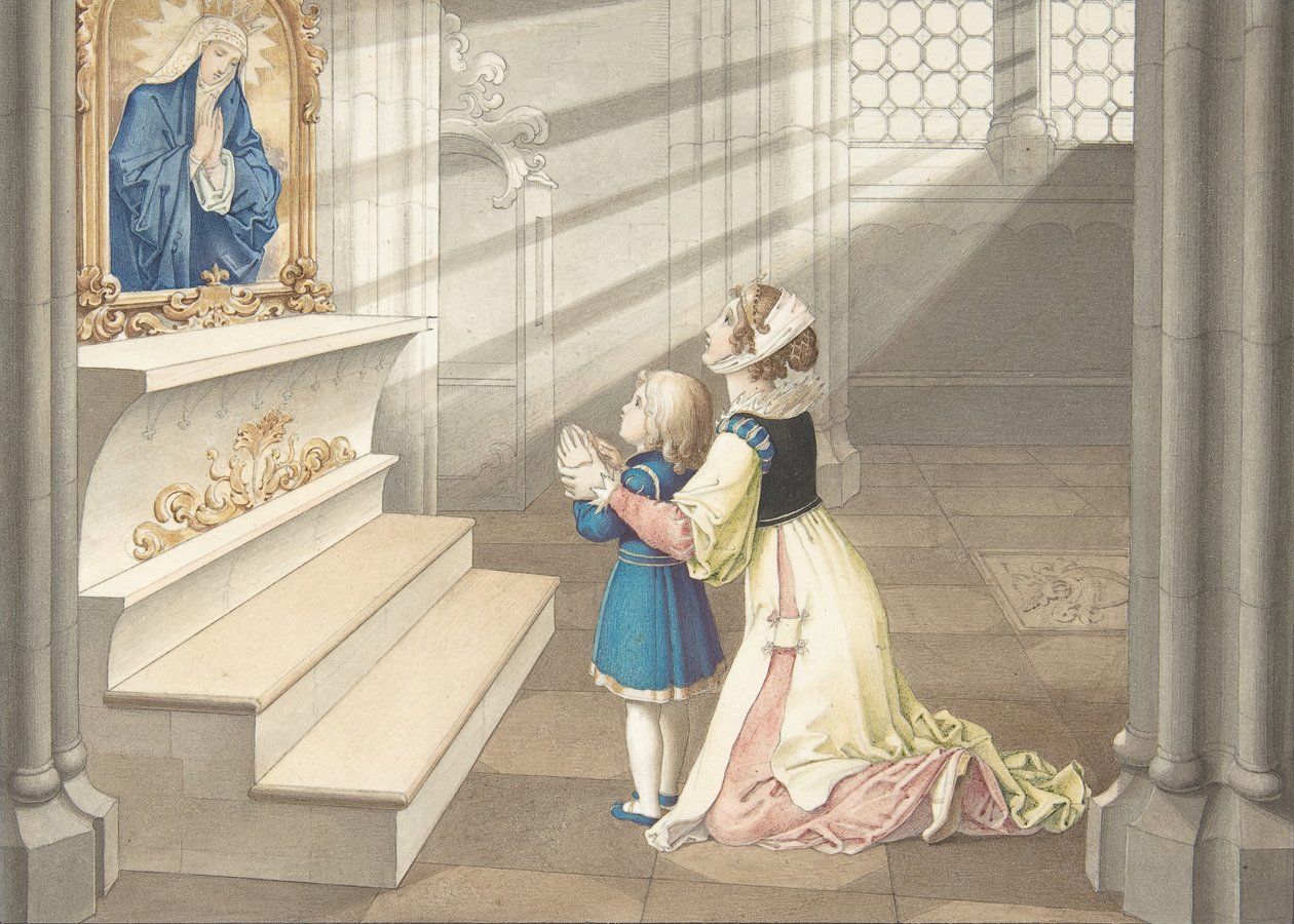 Matka i Córka na modlitwie, ca. 1811-17. autorstwa Julius Schnorr von Carolsfeld
