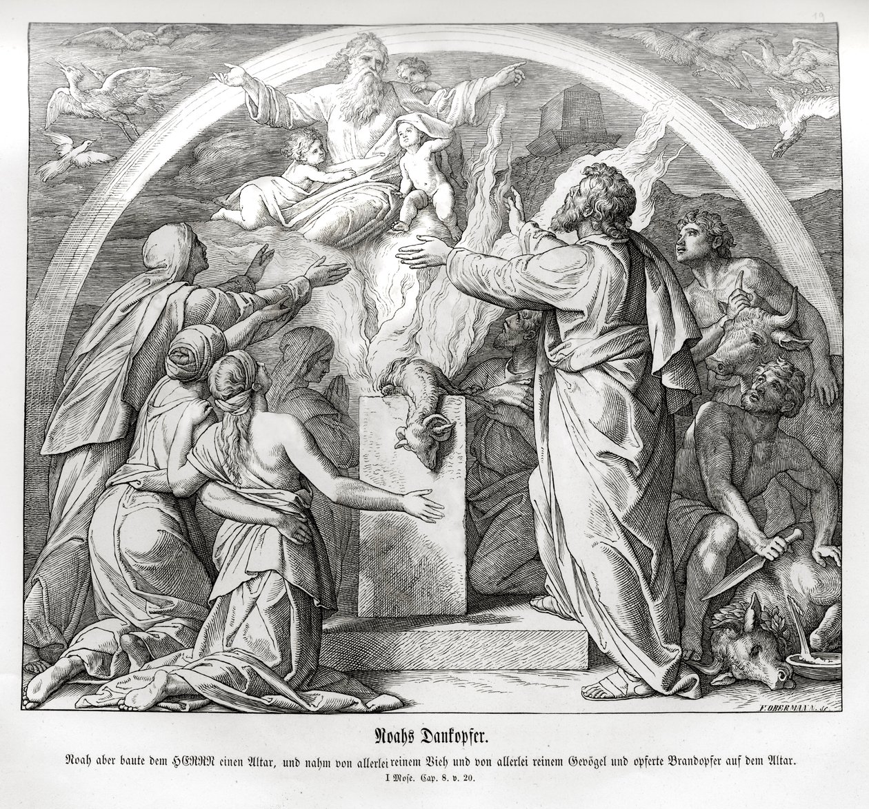 Ofiara dziękczynna Noego po potopie, Genesis autorstwa Julius Schnorr von Carolsfeld
