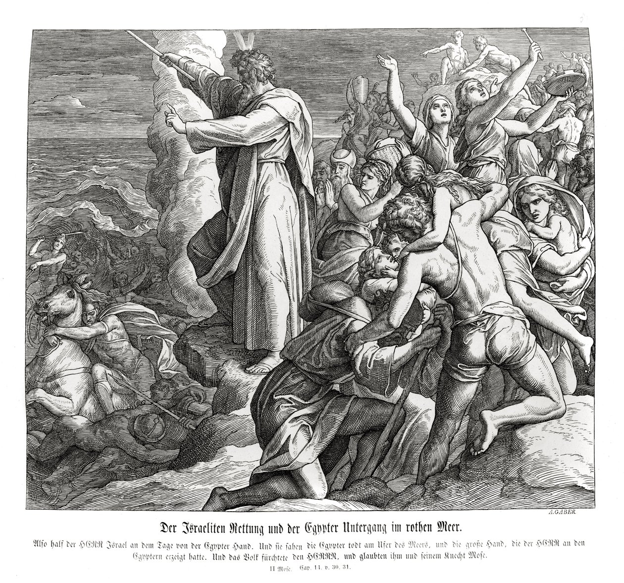 Rozstanie Morza Czerwonego, Exodus autorstwa Julius Schnorr von Carolsfeld