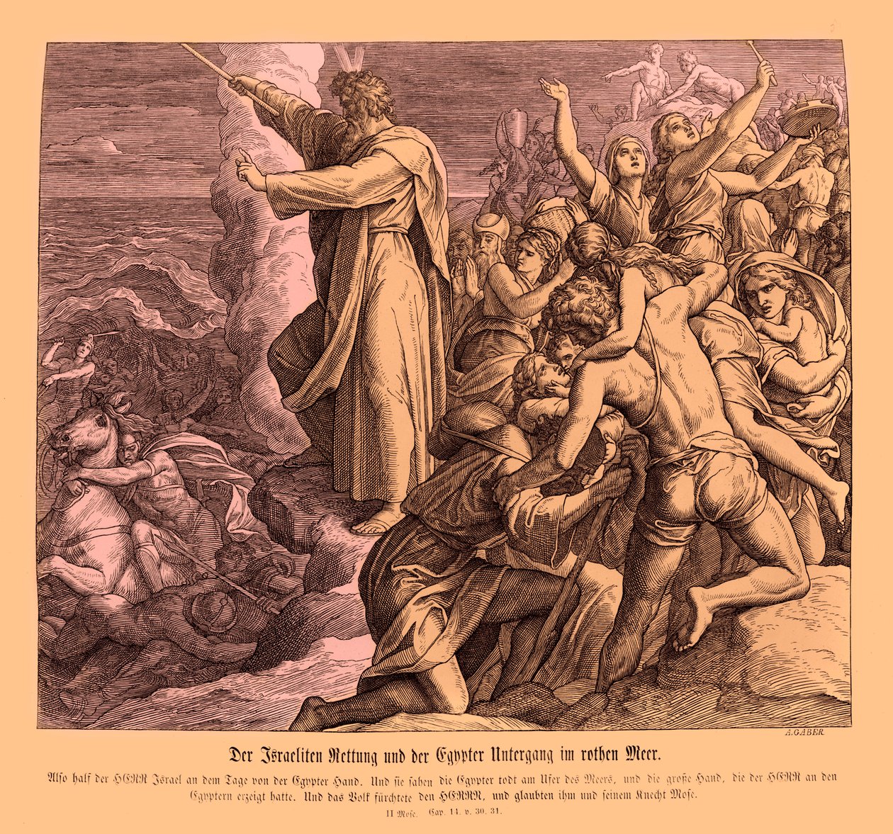 Rozstanie Morza Czerwonego, Exodus autorstwa Julius Schnorr von Carolsfeld