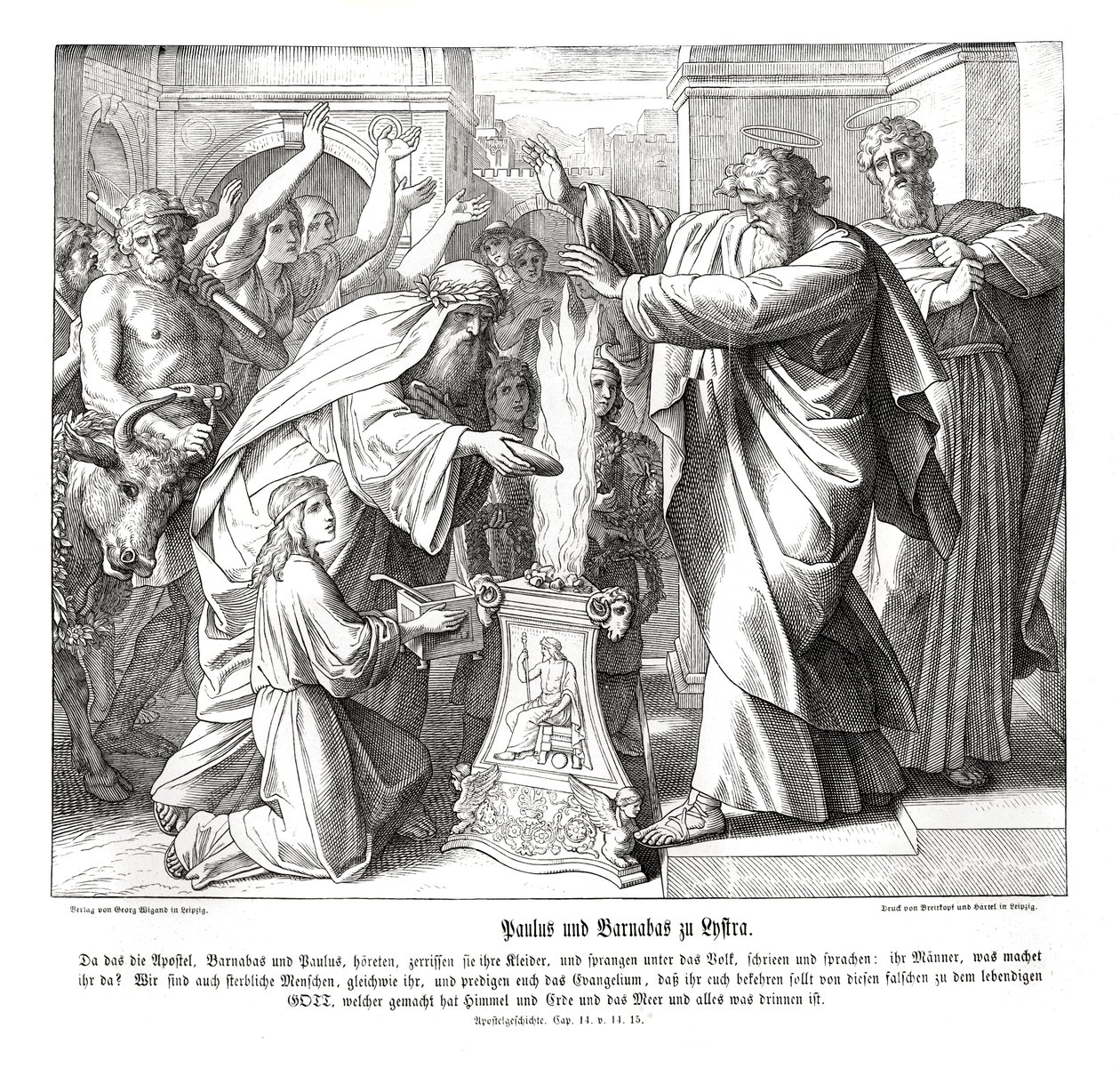 Paweł i Barnabus w Lystrii, Dzieje Apostolskie autorstwa Julius Schnorr von Carolsfeld