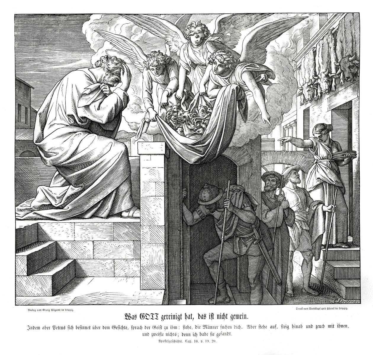 Ludzie Piotra i Korneliusza, Dzieje Apostolskie autorstwa Julius Schnorr von Carolsfeld