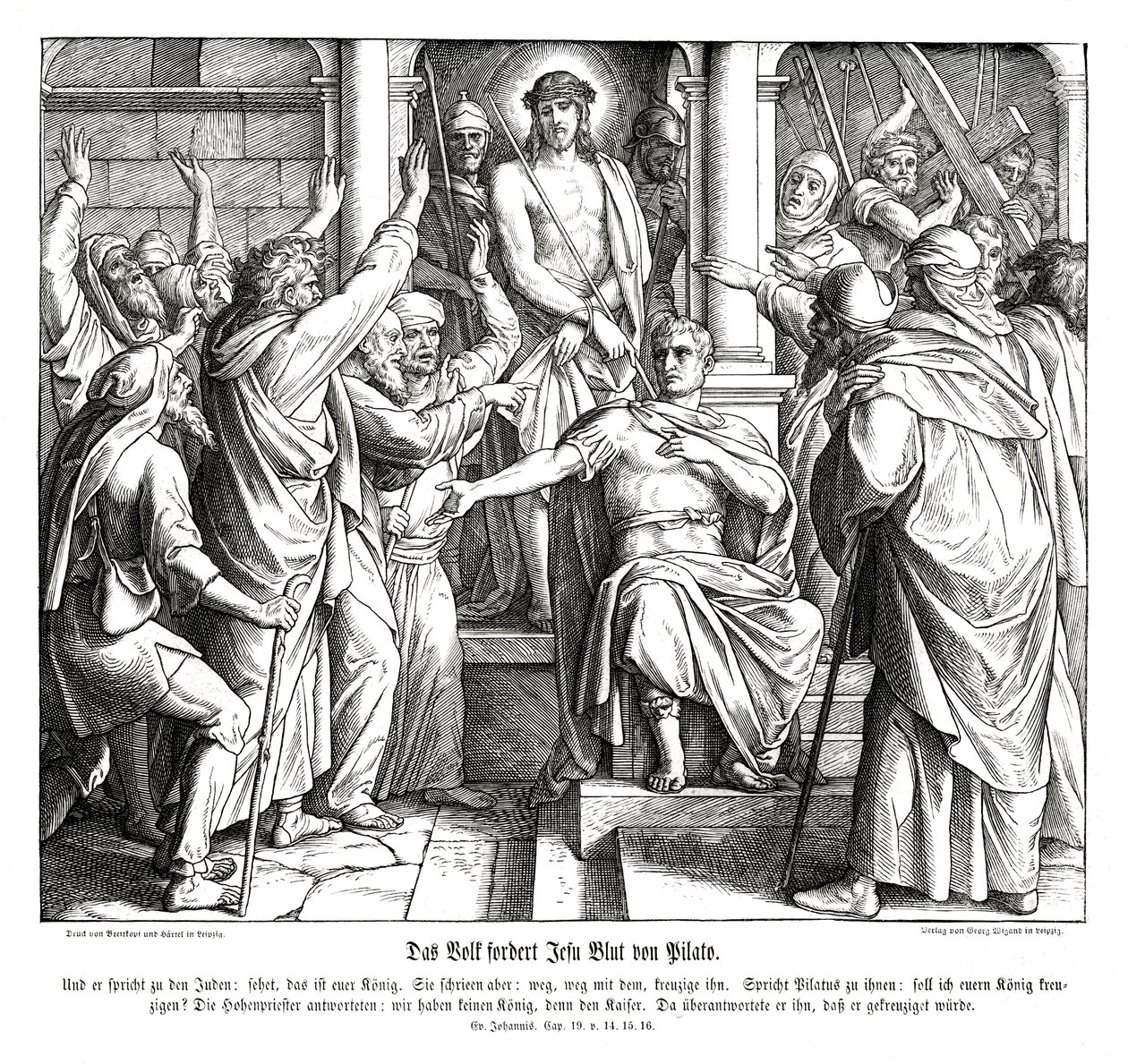 Poncjusz Piłat, Ewangelia Jana autorstwa Julius Schnorr von Carolsfeld