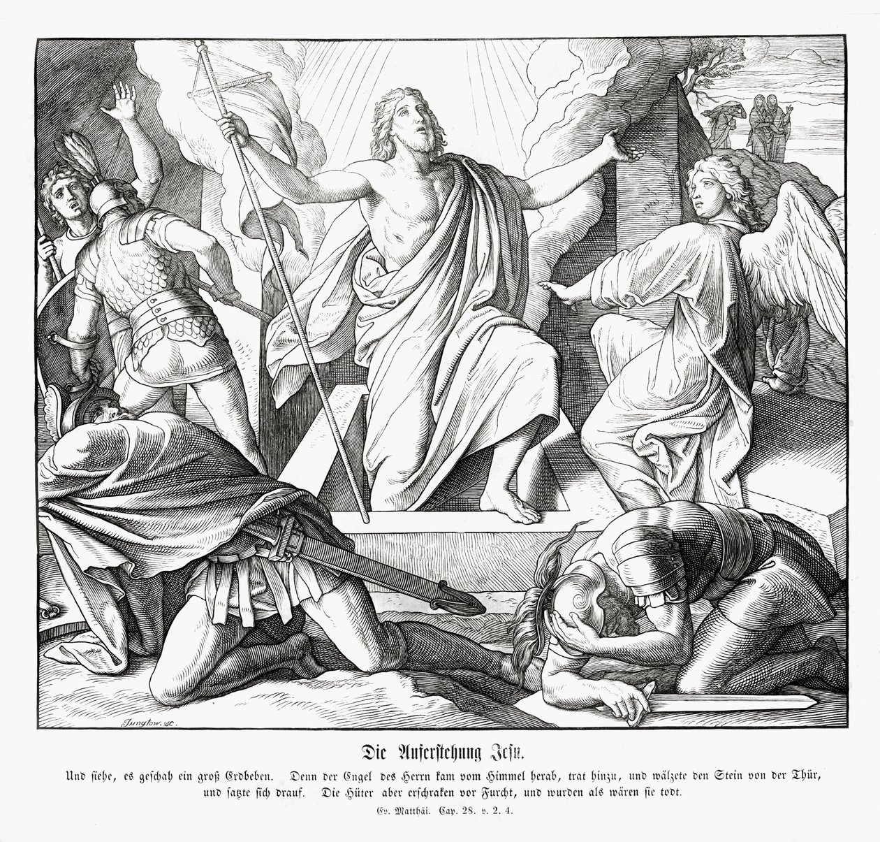 Zmartwychwstanie Jezusa, Ewangelia Mateusza autorstwa Julius Schnorr von Carolsfeld