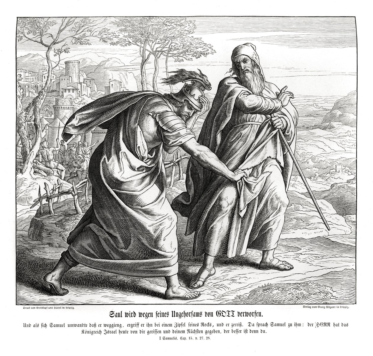 Saul traci królestwo Izraela autorstwa Julius Schnorr von Carolsfeld