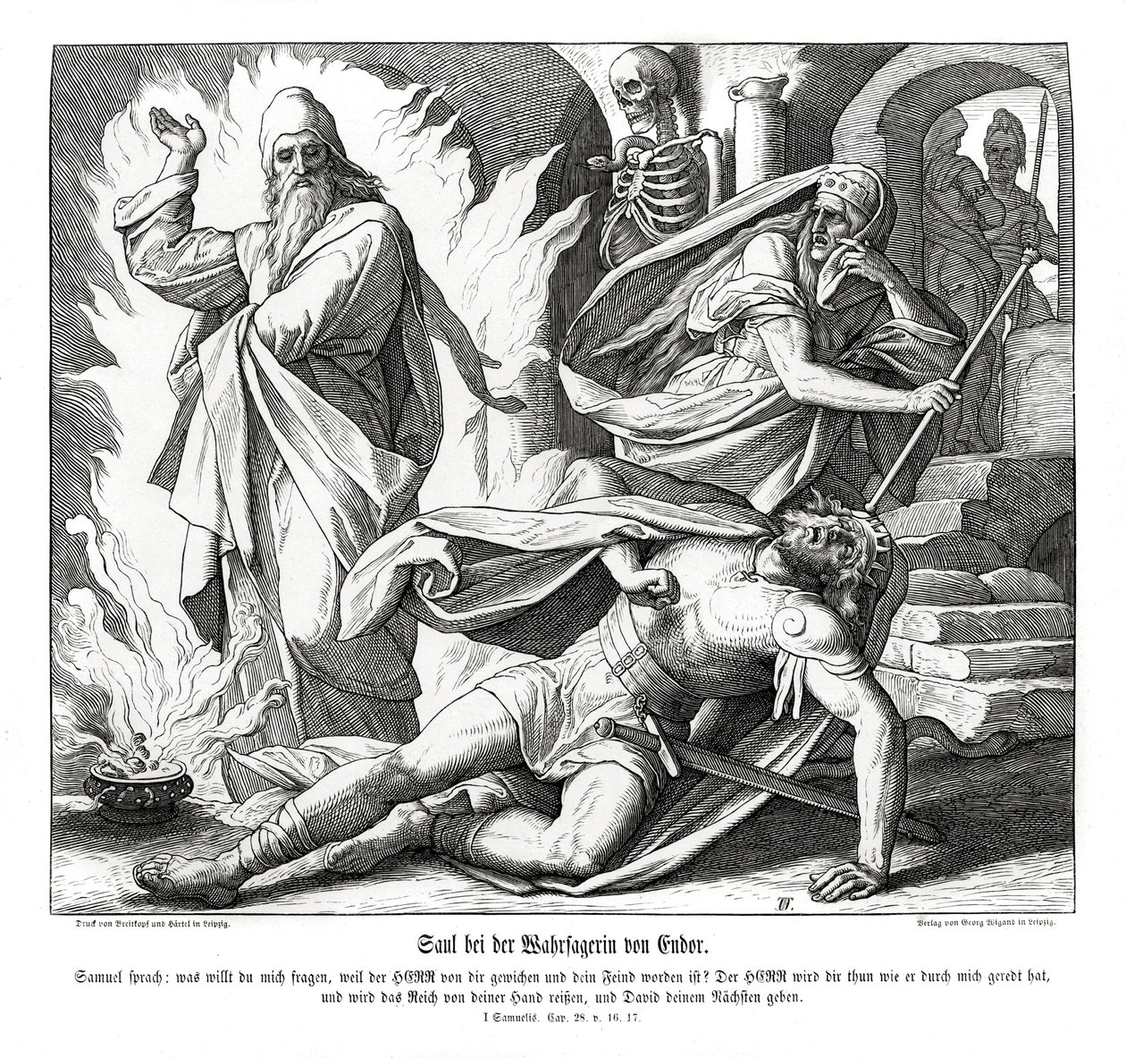 Saul z wiedźmą z Endor autorstwa Julius Schnorr von Carolsfeld