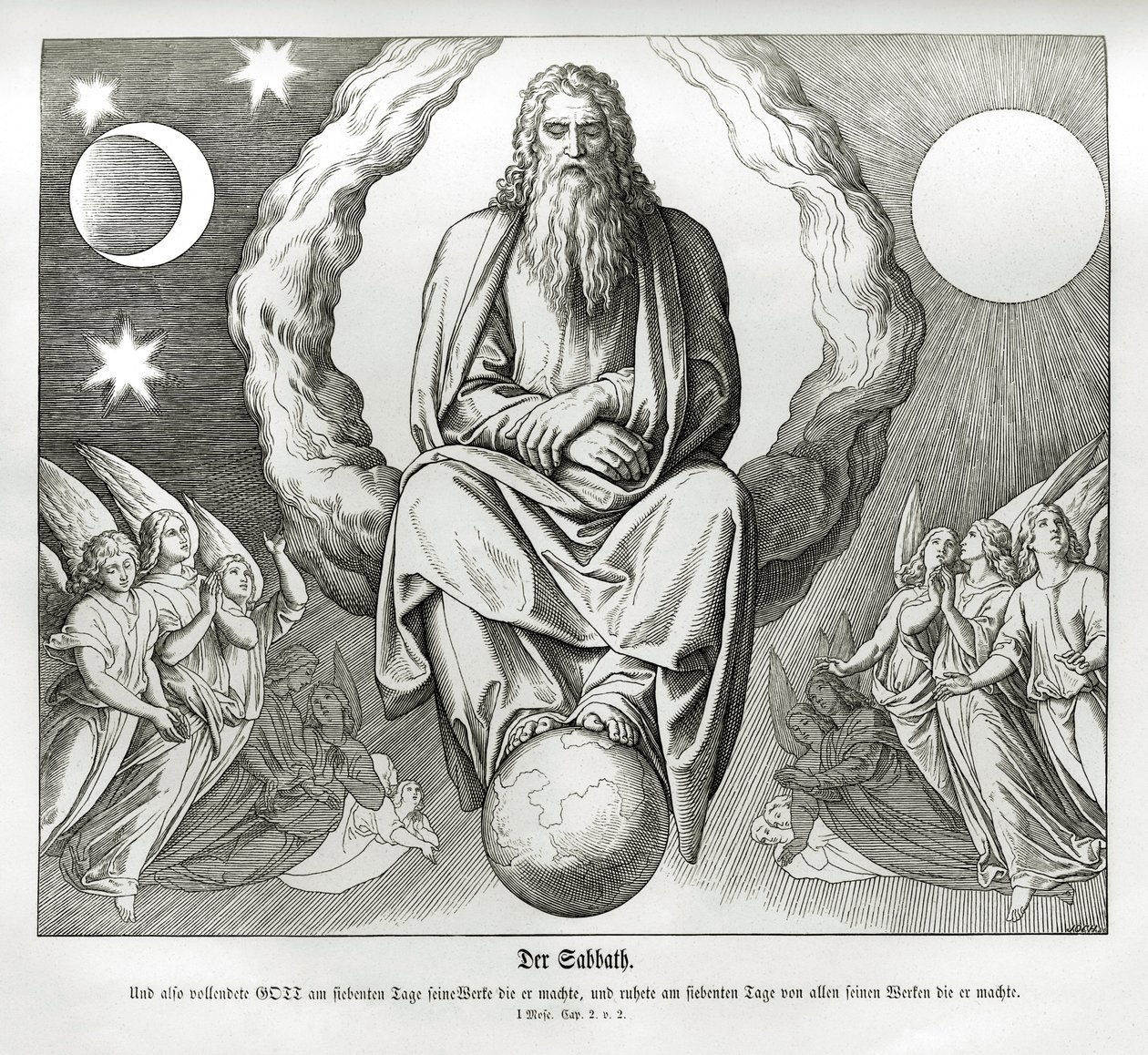 Siódmy dzień stworzenia, Genesis autorstwa Julius Schnorr von Carolsfeld