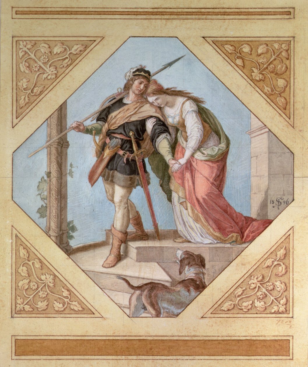 Zygfryd i Brunhilda, ilustracja z Niebelungen Richarda Wagnera (1813-83) autorstwa Julius Schnorr von Carolsfeld