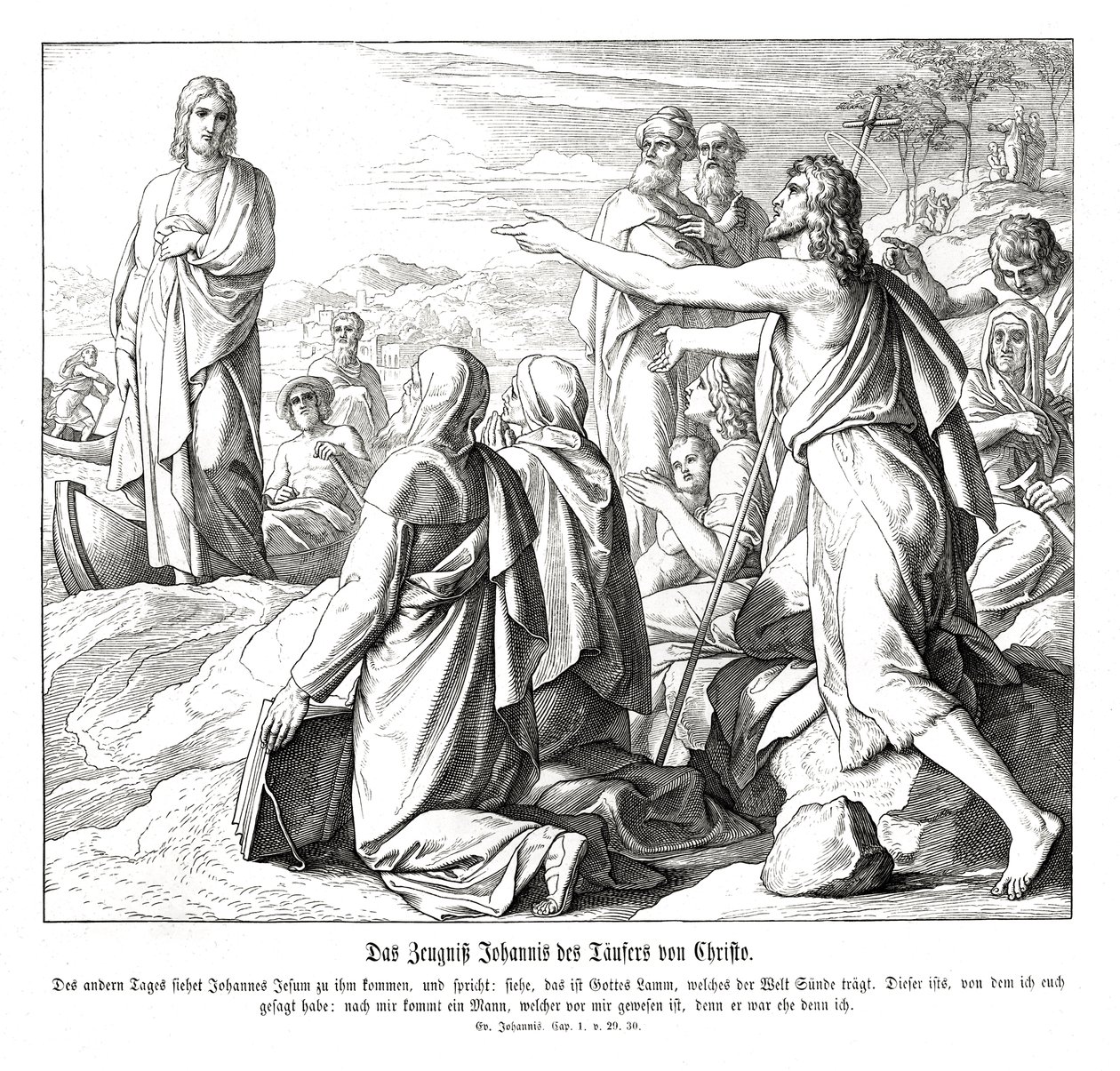 Świadectwo Jana Chrzciciela, Ewangelia Jana autorstwa Julius Schnorr von Carolsfeld