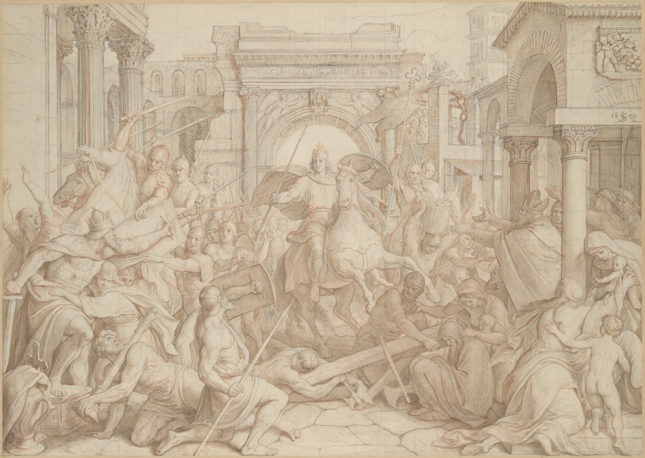 Wejście Karola Wielkiego do Pawii, 1840 r. autorstwa Julius Schnorr von Carolsfeld